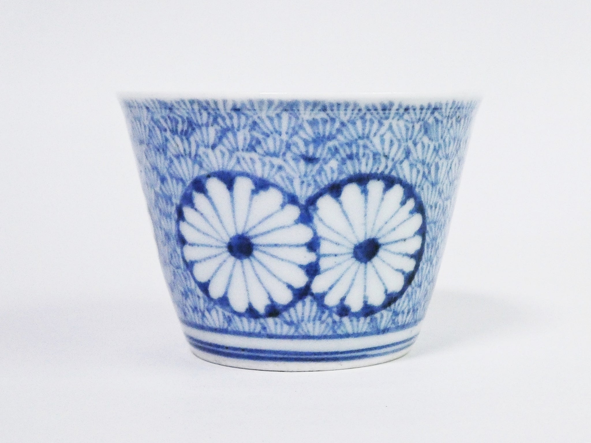 色絵 菊の図 蕎麦猪口 古伊万里 色絵 伊万里色絵三本菊図蕎麦猪口・向