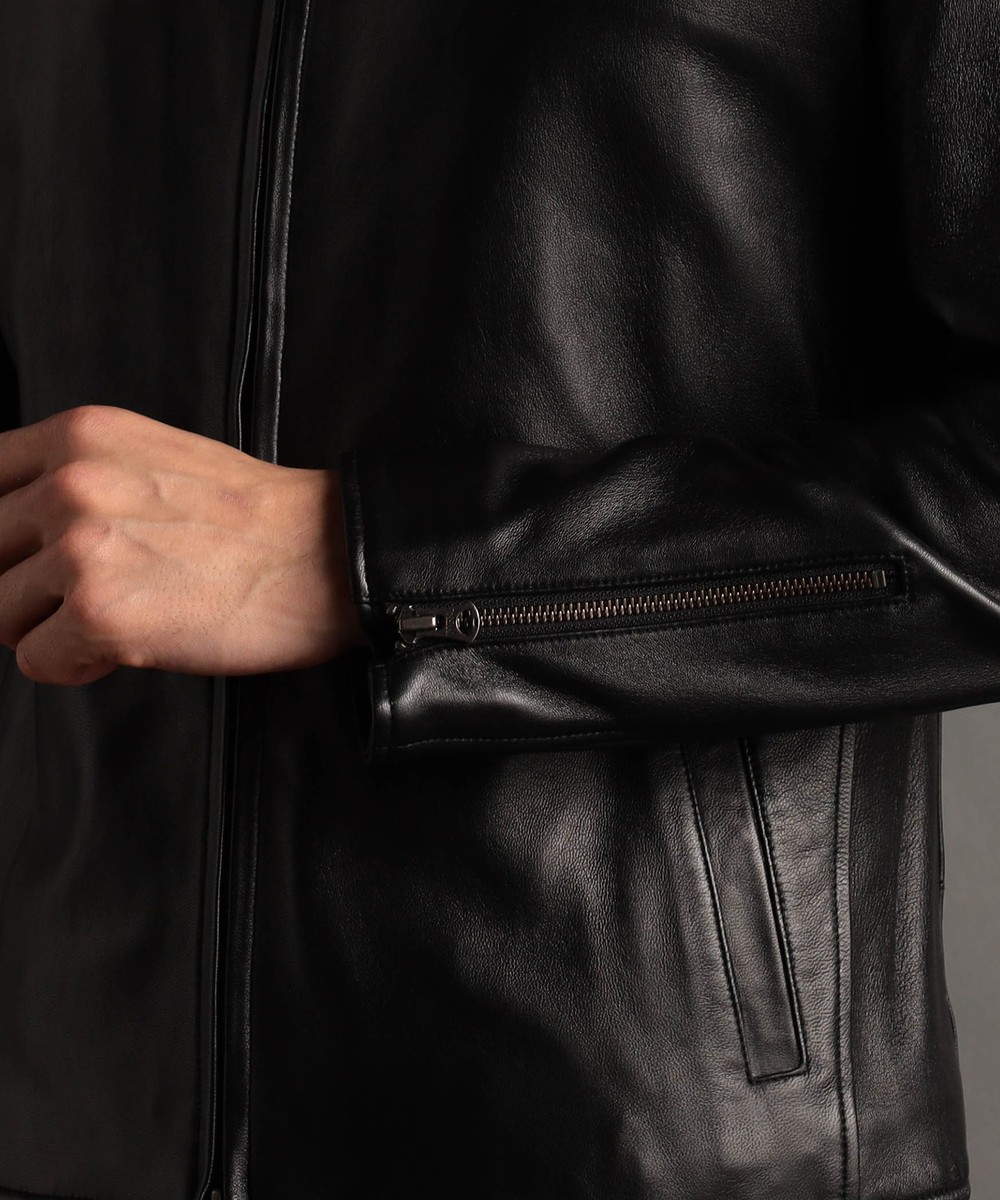 美品】アニエスベー スペシャル シングル ラムレザージャケット 黒