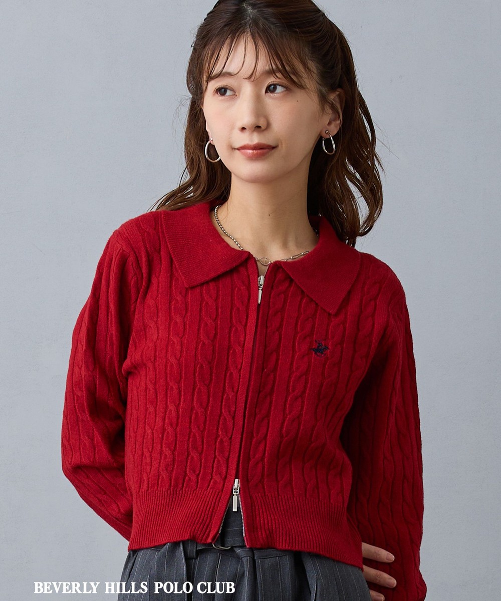 BEVERLY HILLS POLO CLUB】ケーブル編みカーディガン｜カーディガン