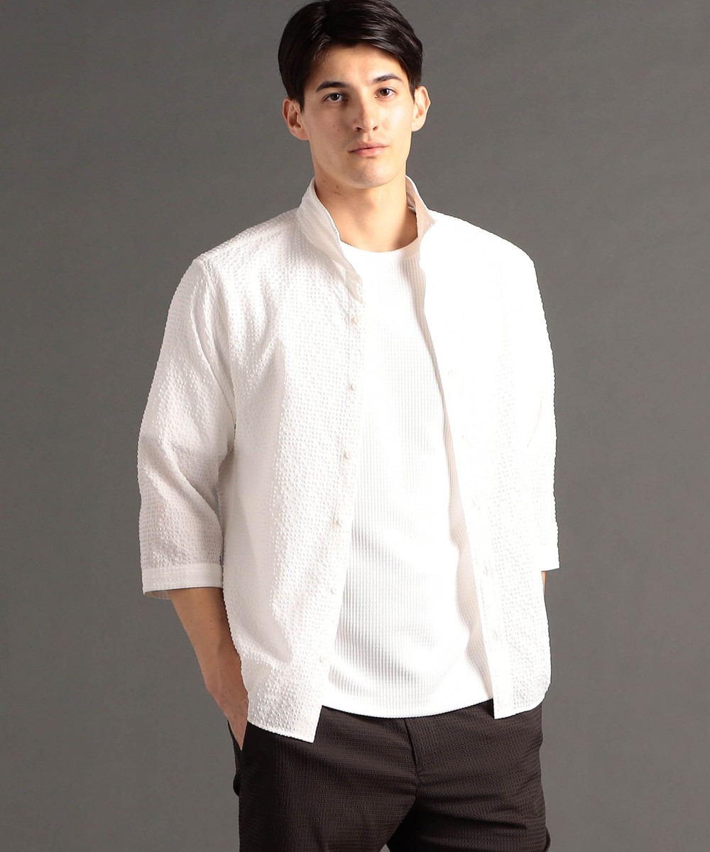 ex/tra】プレミアムサッカー スタンドカラーシャツ｜5分/7分袖｜ニコル