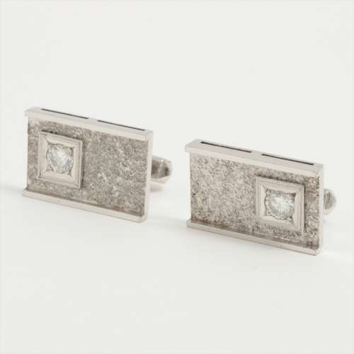 シルバー900 K18 ダイヤモンド付きカフリンクス