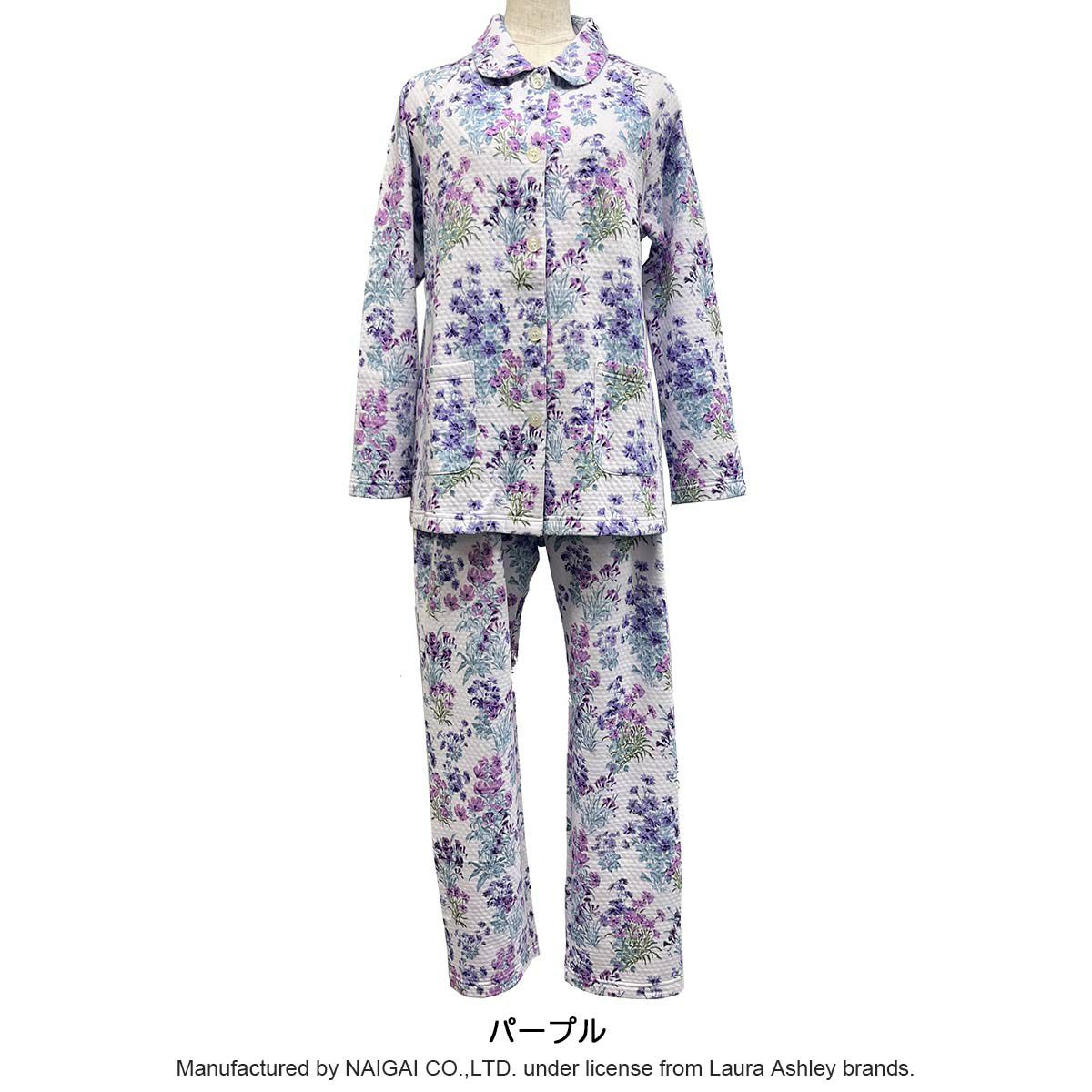 Laura Ashley メーガン柄 中わた ニットキルト 長袖 パジャマ上下