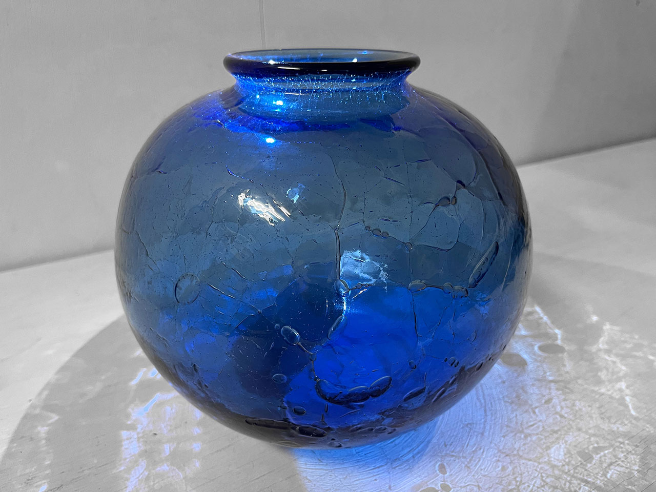 Daum ドーム フランス製 ガラスの置物 ブルー Daum ドームフランス