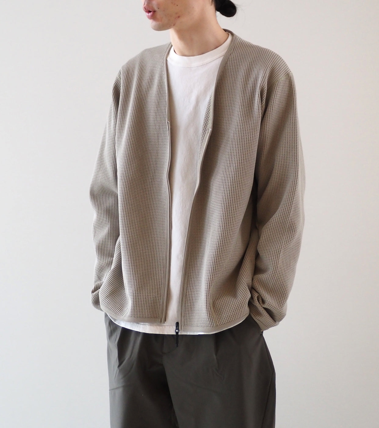 Goldwin ワッフル ライト カーディガン , Oak Beige – Navyblue