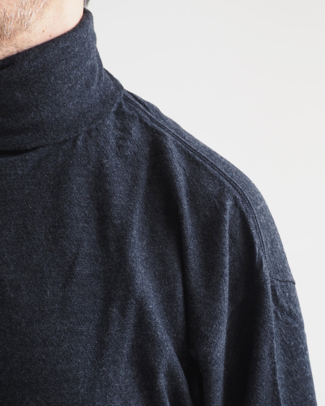 ウール天竺 長袖タートルネック,Charcoal – Navyblue