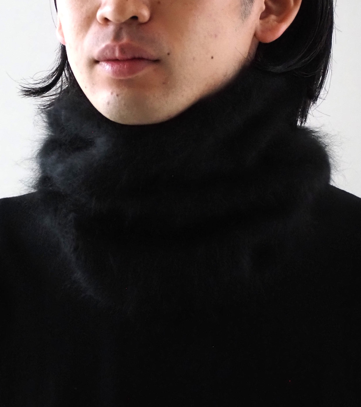 COMOLI カシミヤ ファー ネック ウォーマー, Black – Navyblue