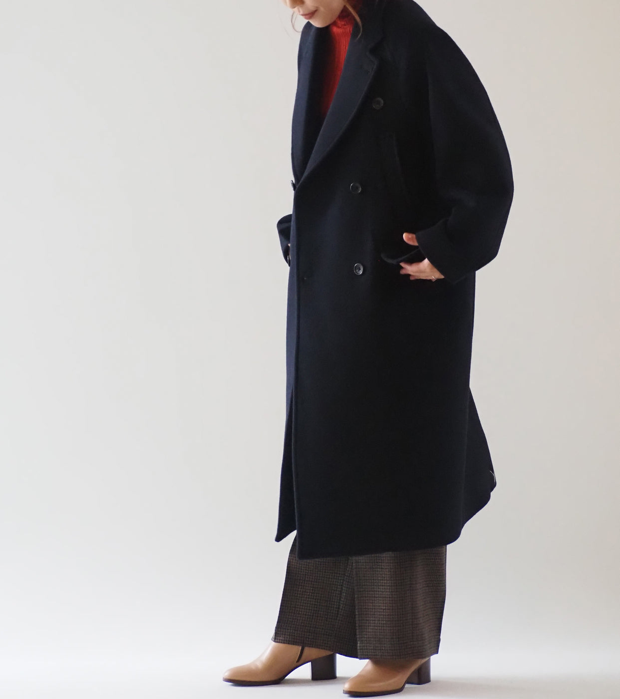 blurhms ウィメンズ ウール ビーバー ダブル ブレスト コート, Black