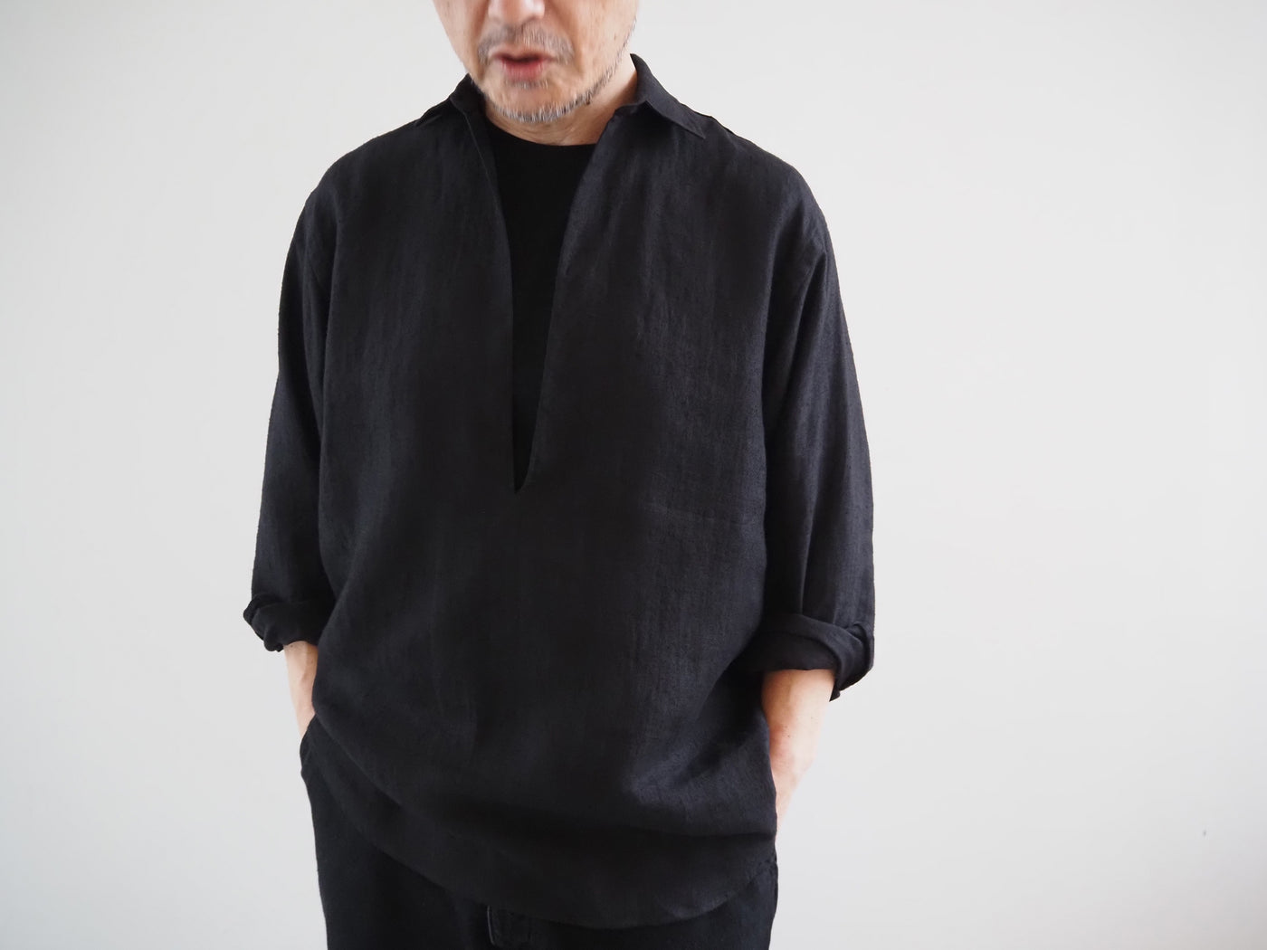 カナパ プルオーバーシャツ, Black – Navyblue