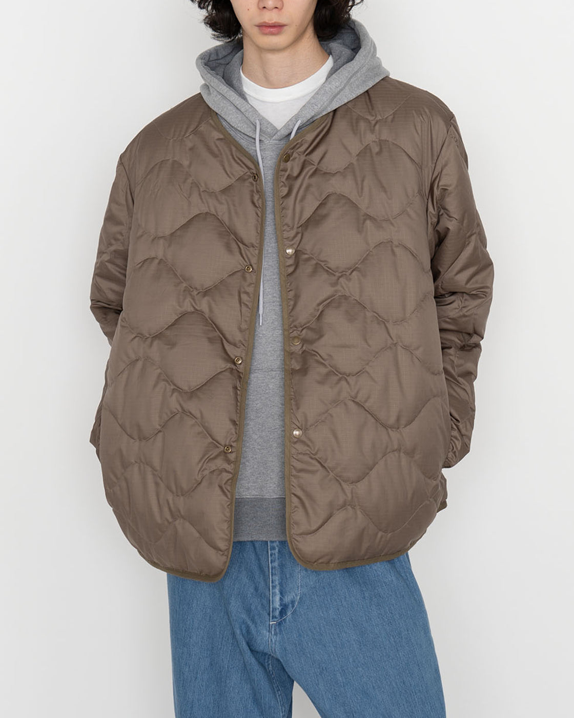 nanamica リバーシブル ダウン カーディガン, Khaki Beige – Navyblue