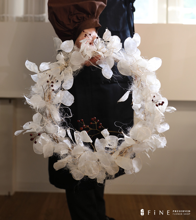 ルナリアリース - クリスマス リース ホワイトリース 白 ドライ