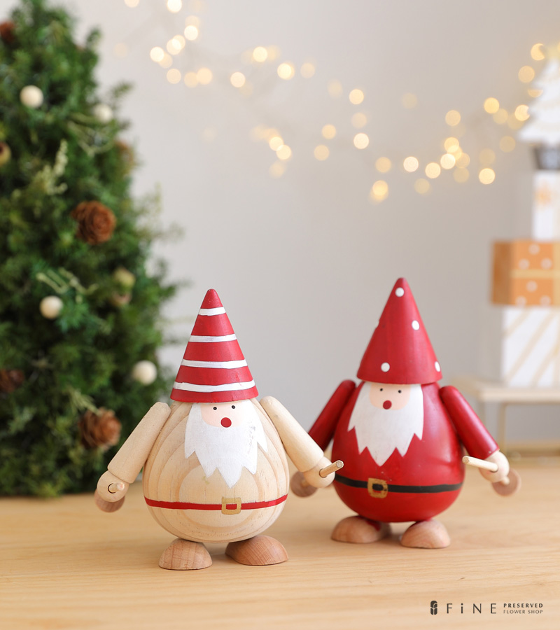 クリスマス雑貨／ウッドサンタ2個セット