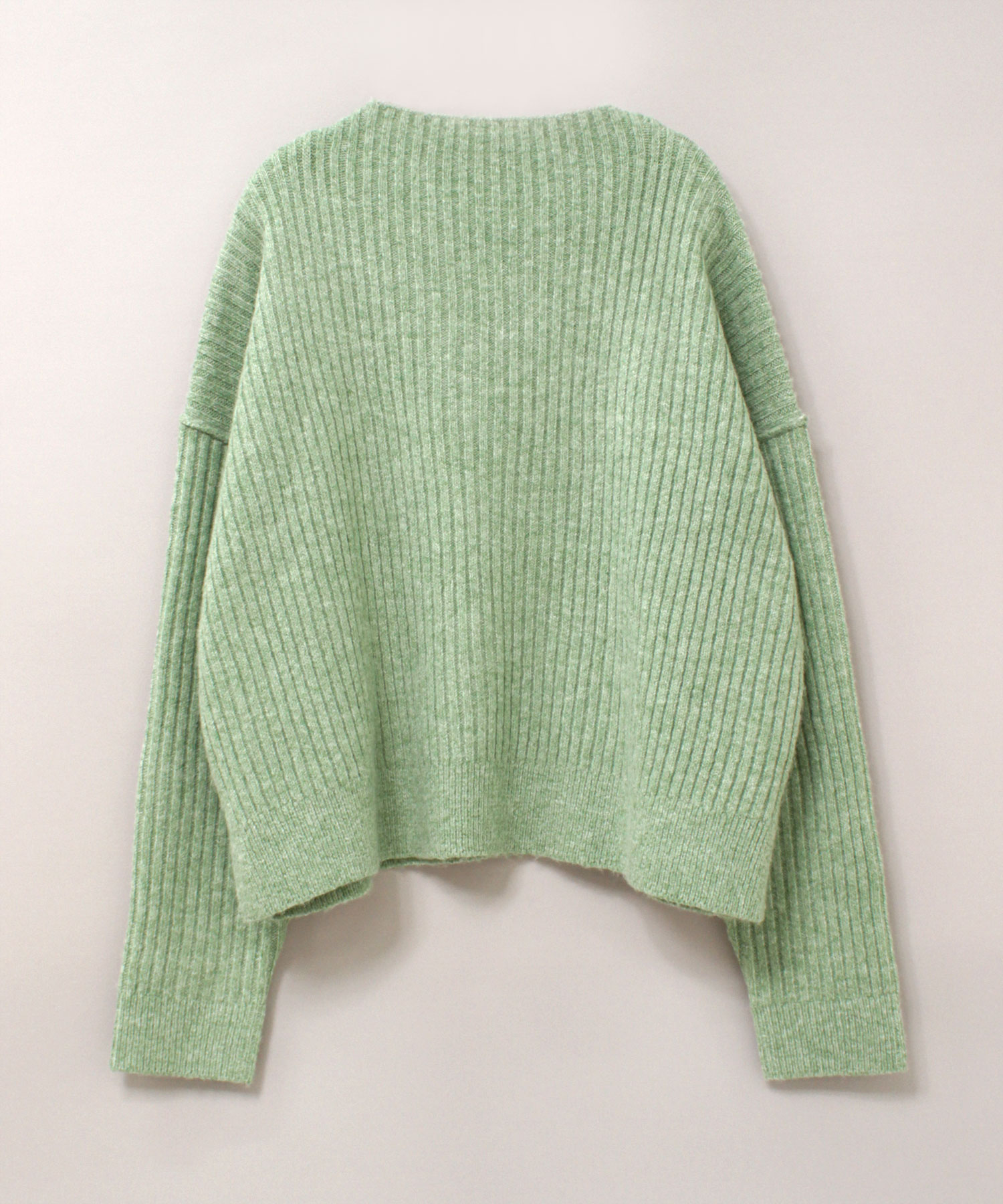 K2689 ウール混リブボトルネックプルオーバー(M 杢グレー): トップス