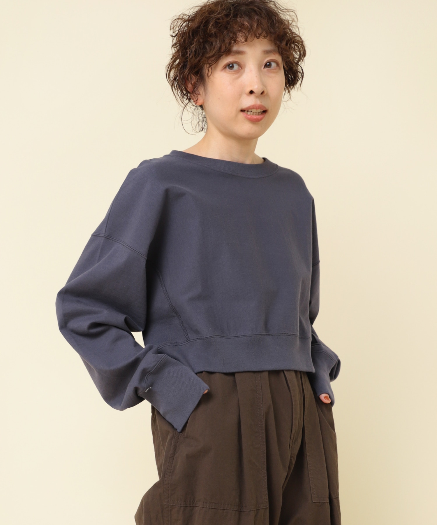 M2290 コットンプレーティングショートスウェットプルオーバー(M