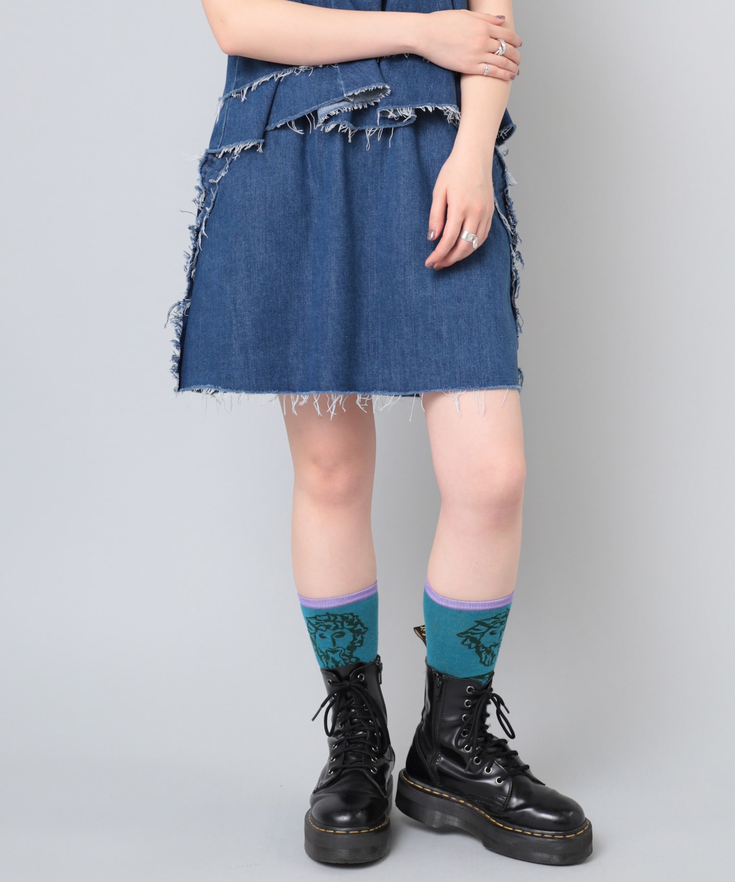 G1052 カットオフミニスカート(M インディゴブルー): スカート - RNA