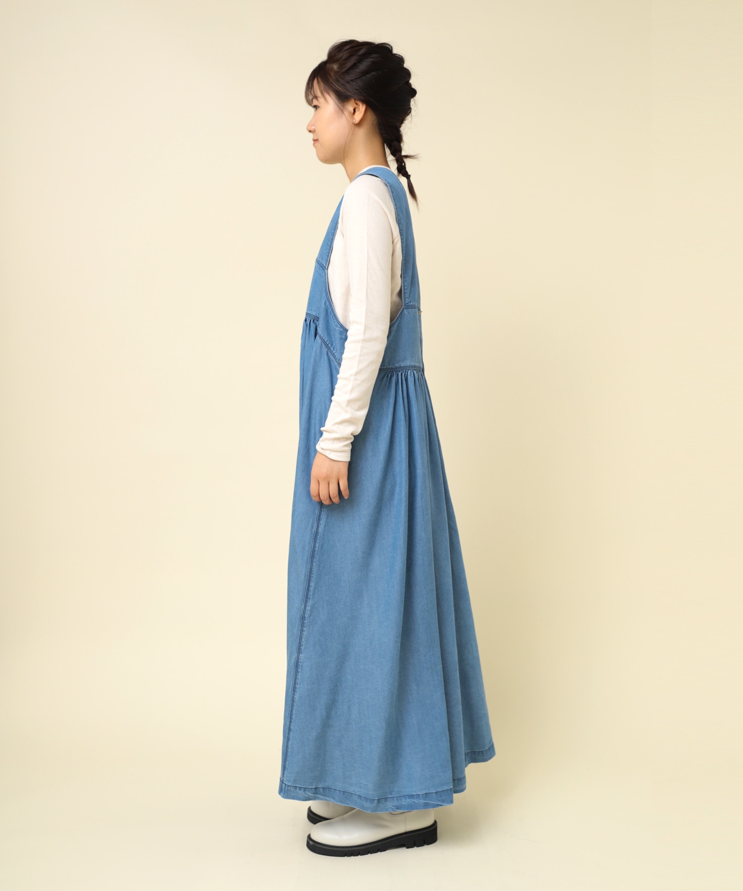 D1662 ワイドストラップジャンスカ(S ライトインディゴブルー