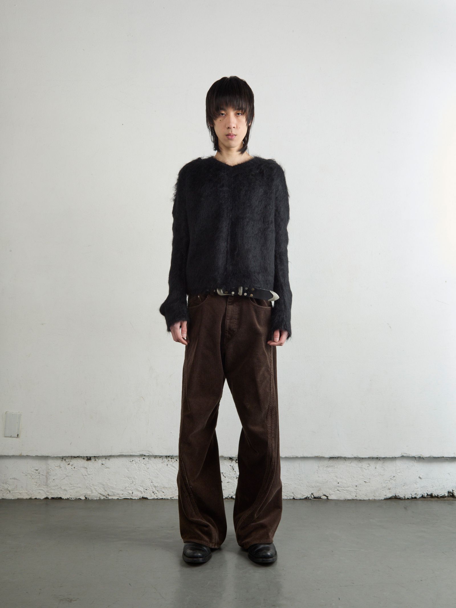 NVRFRGT - BRUSHED MOHAIR V-NECK SWEATER（BLACK） | niki