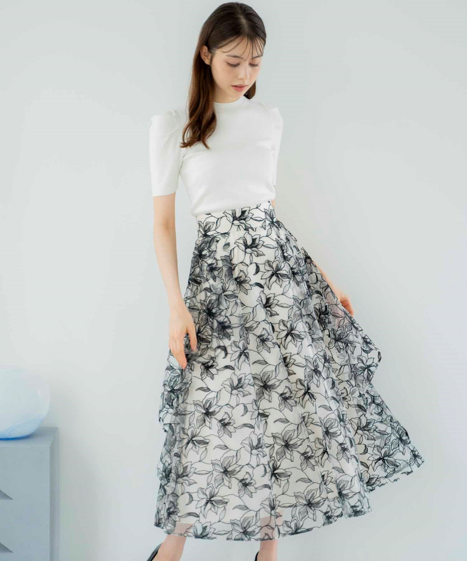 BEAUTY&YOUTH UNITED ARROWS 花柄刺繍 ロングスカート フラワー刺繍