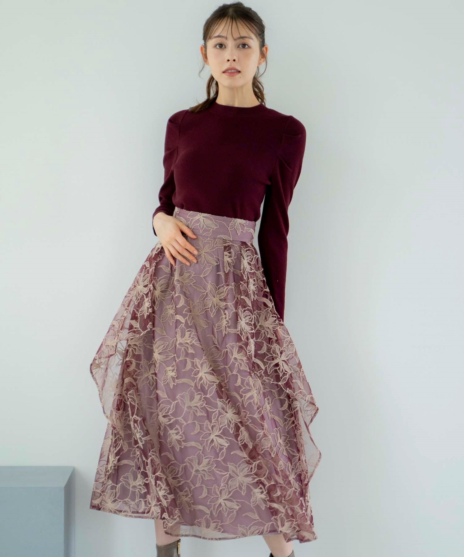 フラワー刺繍チュールスカート | フレアスカート | NOELA OFFICIAL WEB