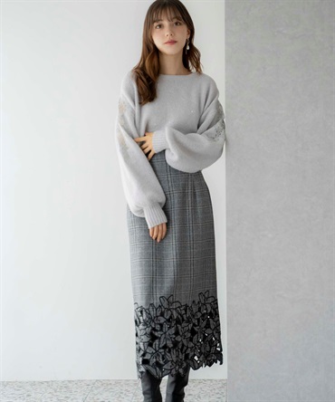 カットワーク刺繍タイトスカート | タイトスカート | NOELA OFFICIAL