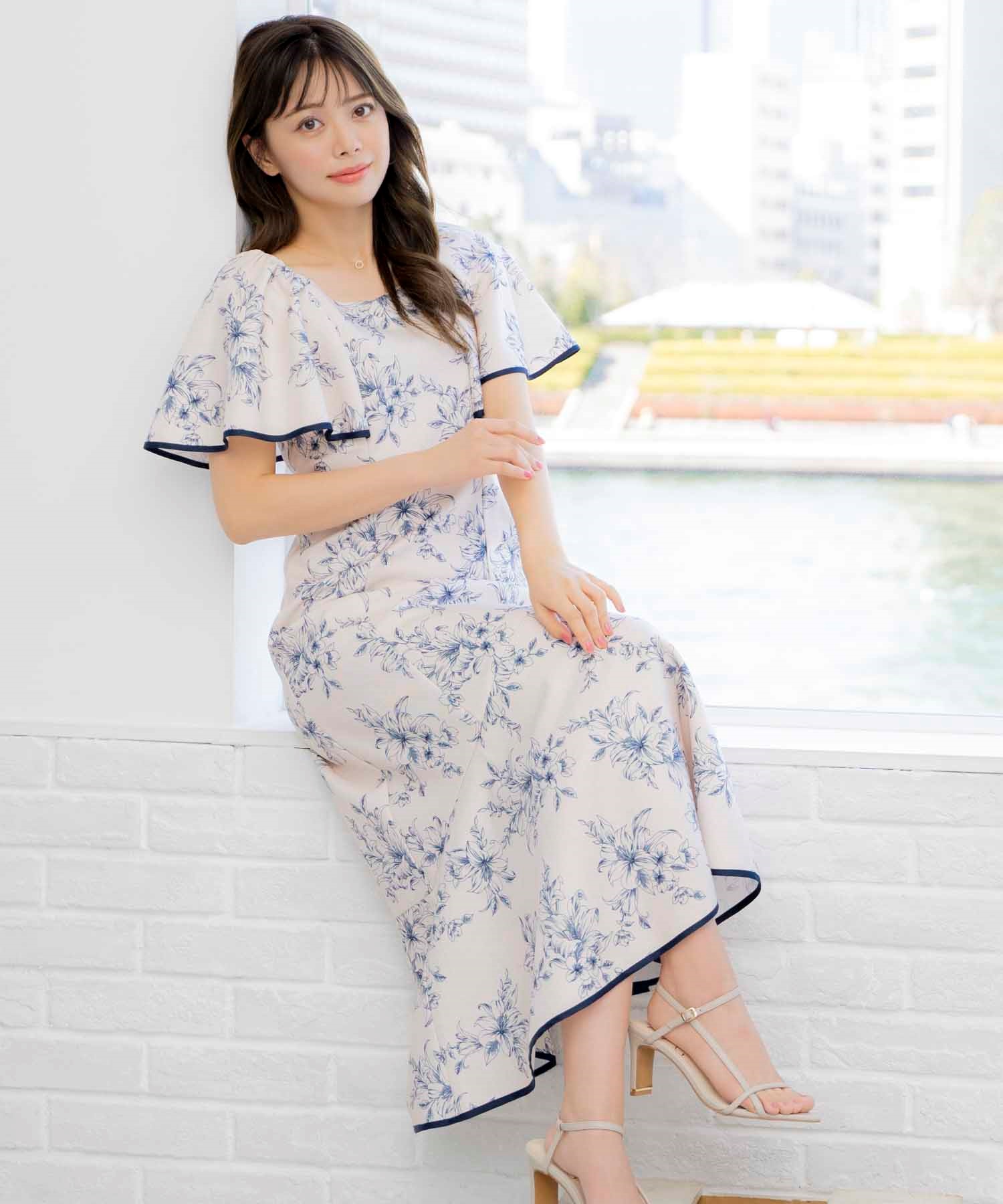 リネンライクプリントフラワーワンピース | ロングワンピース | NOELA