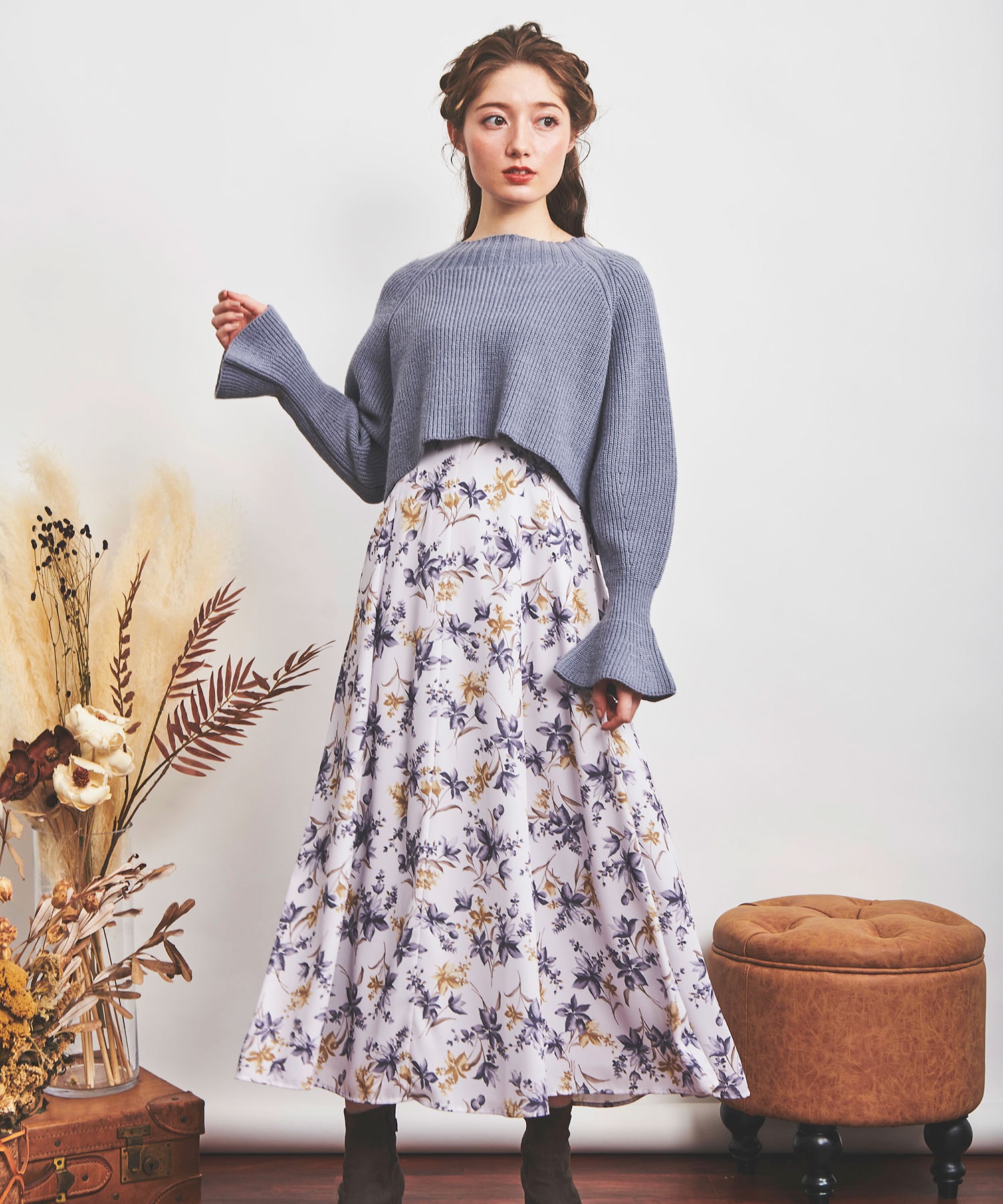 ニットレイヤード花柄ワンピ | ロングワンピース | NOELA OFFICIAL WEB