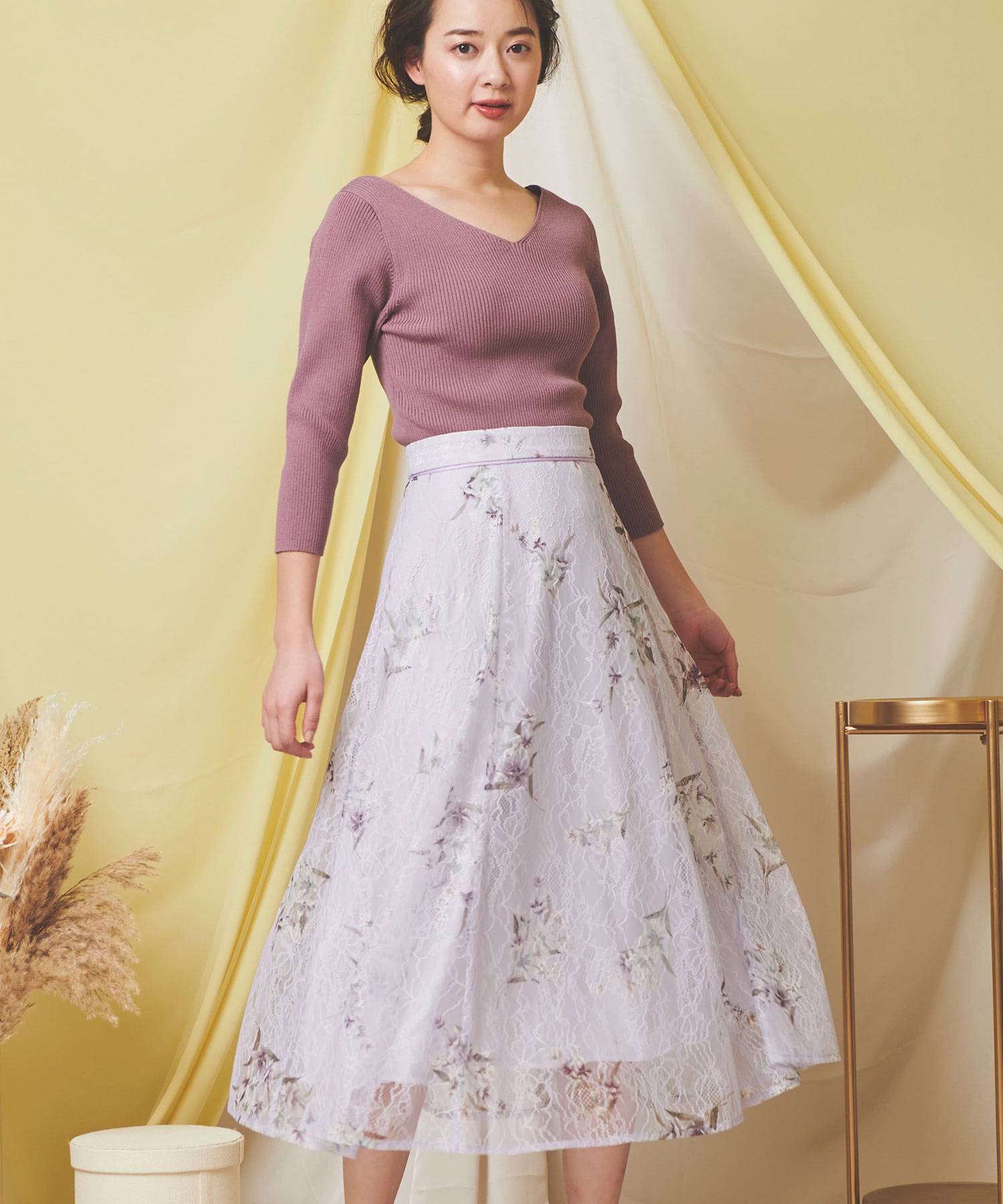 フラワープリントレースSK | フレアスカート | NOELA OFFICIAL WEB STORE