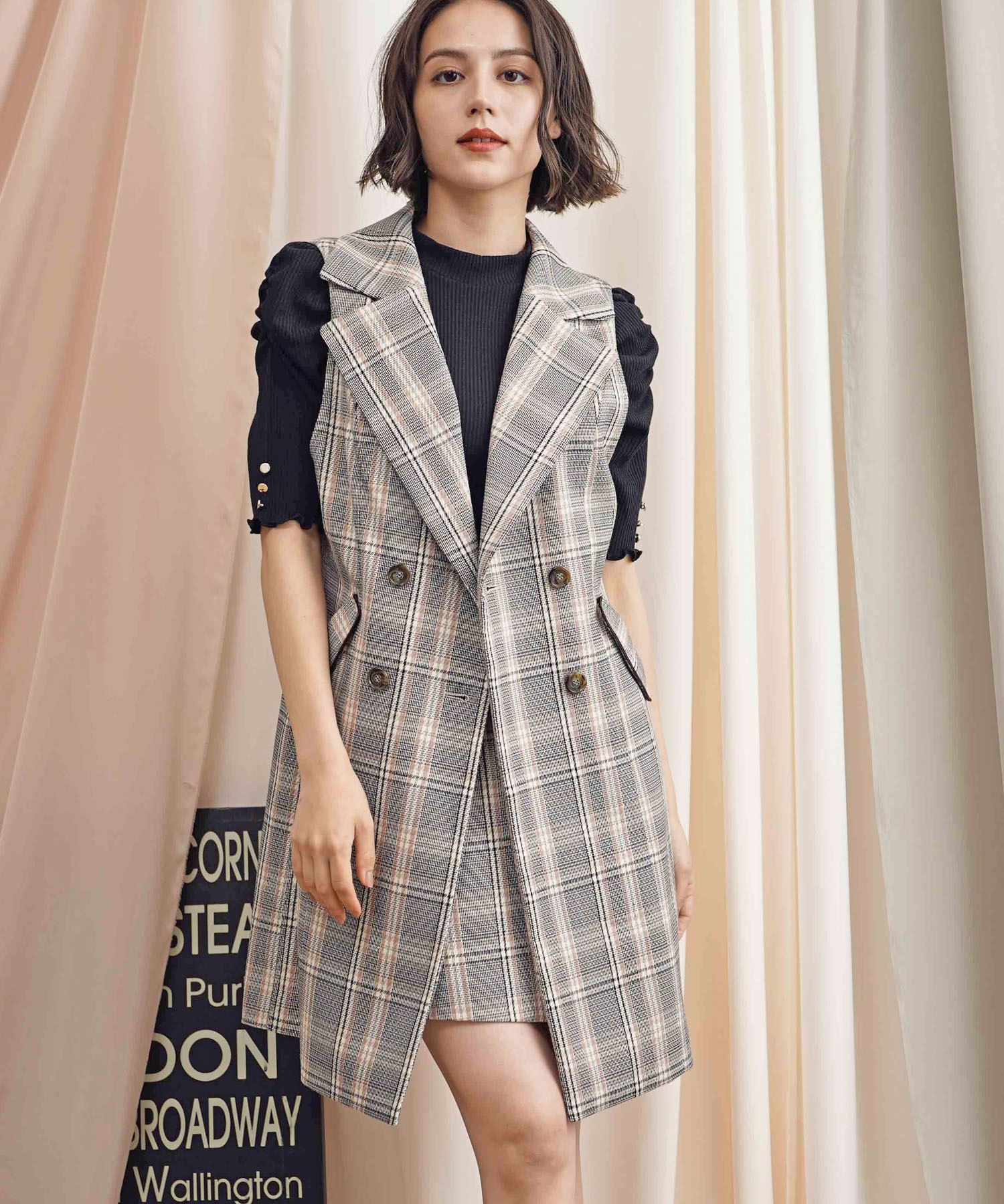 チェックパターンジレ | セットアップ | NOELA OFFICIAL WEB STORE