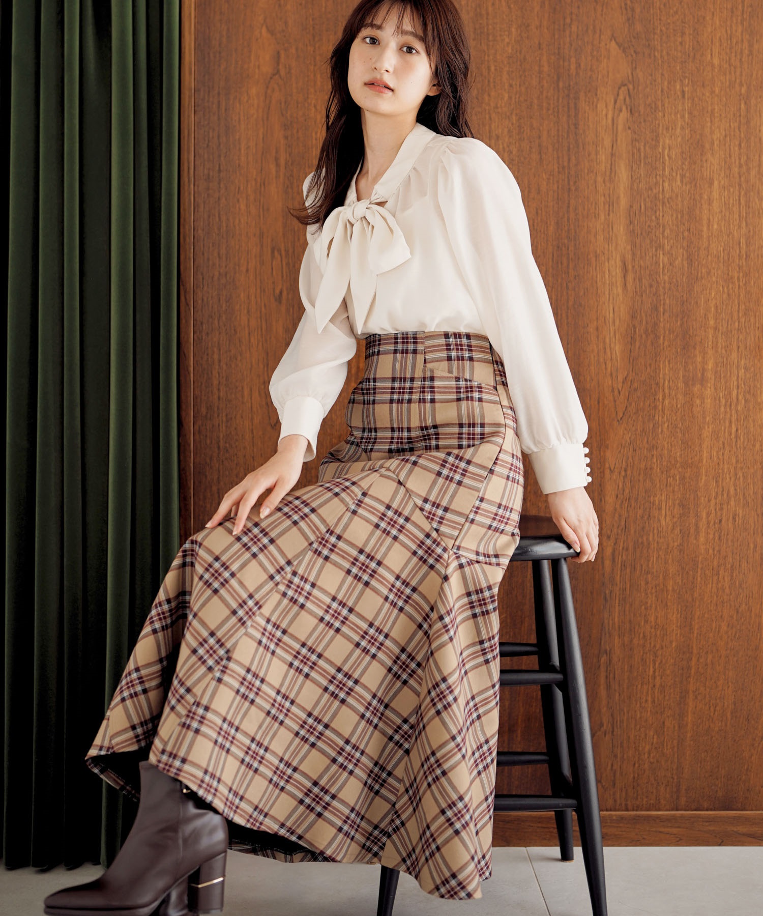 フレアヘムハイウエストチェックスカート | フレアスカート | NOELA