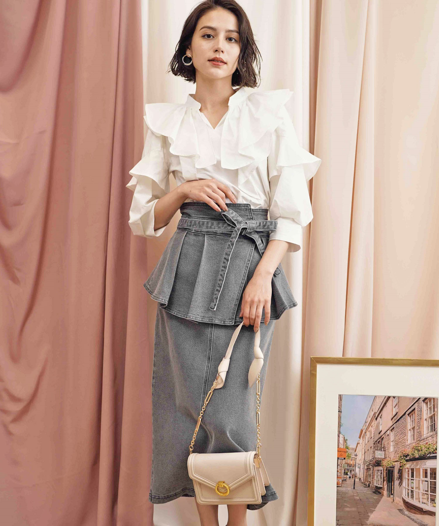 ウエストペプラムデニムスカート | タイトスカート | NOELA OFFICIAL