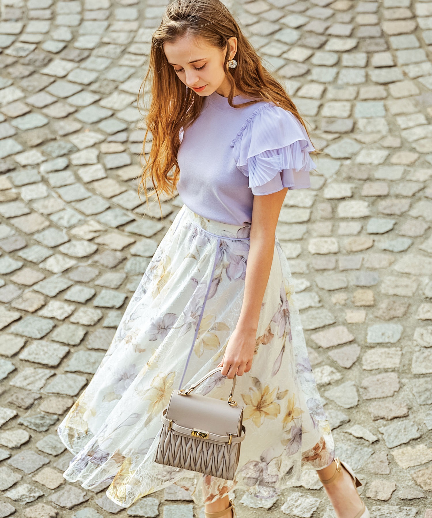 配色ライン花柄スカート | フレアスカート | NOELA OFFICIAL WEB STORE