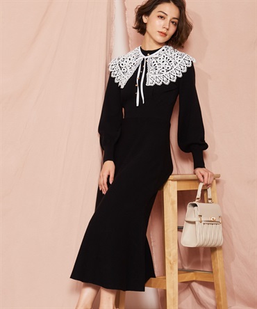 レース衿マーメイドニットワンピ | ニットワンピース | NOELA OFFICIAL