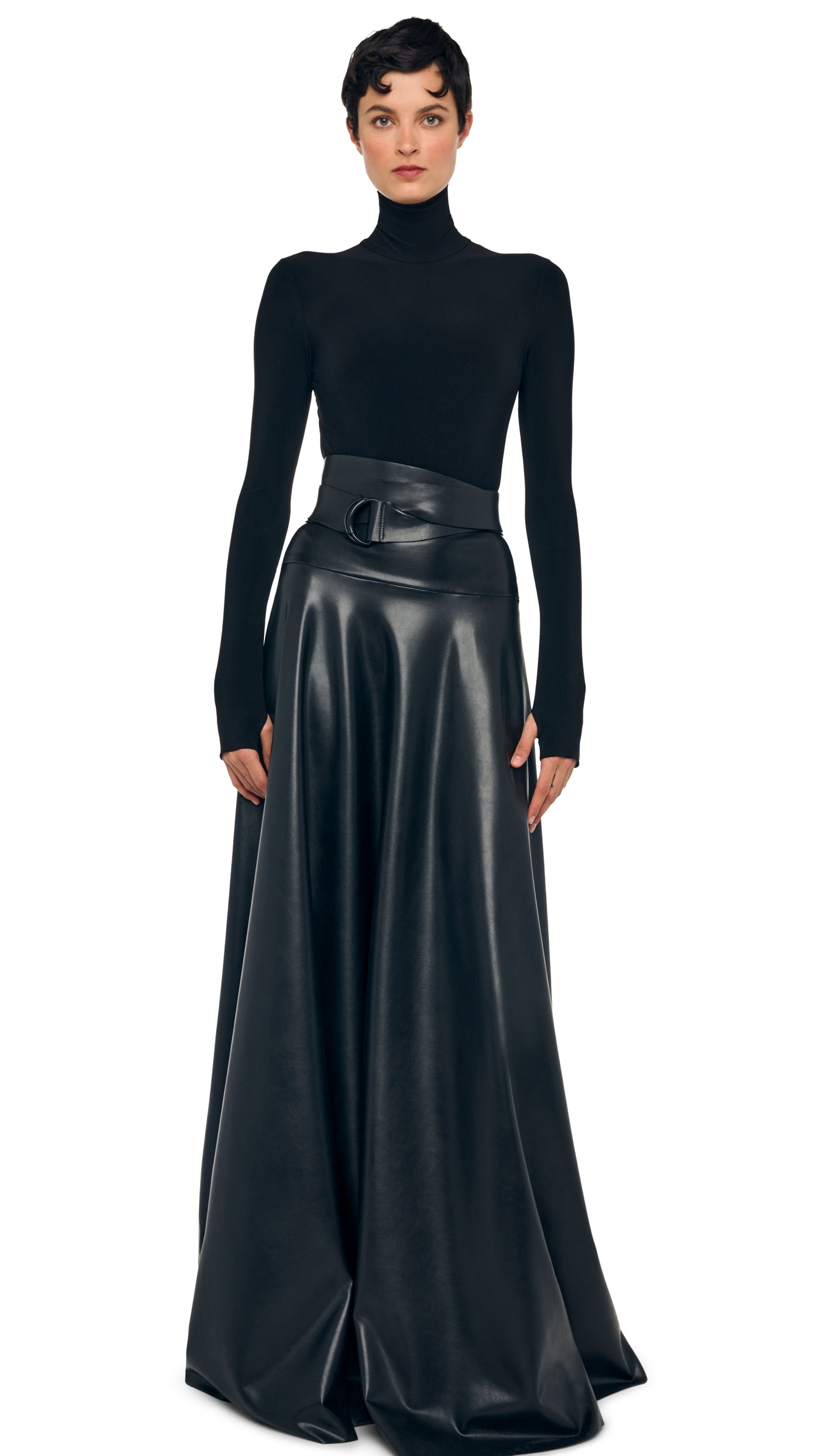 FLARED SKIRT TO FLOOR – Black – Norma Kamali