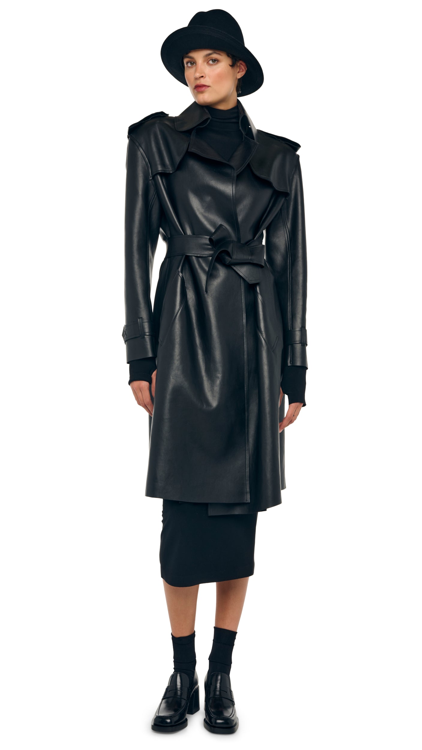 DOUBLE BREASTED TRENCH – Black – Norma Kamali