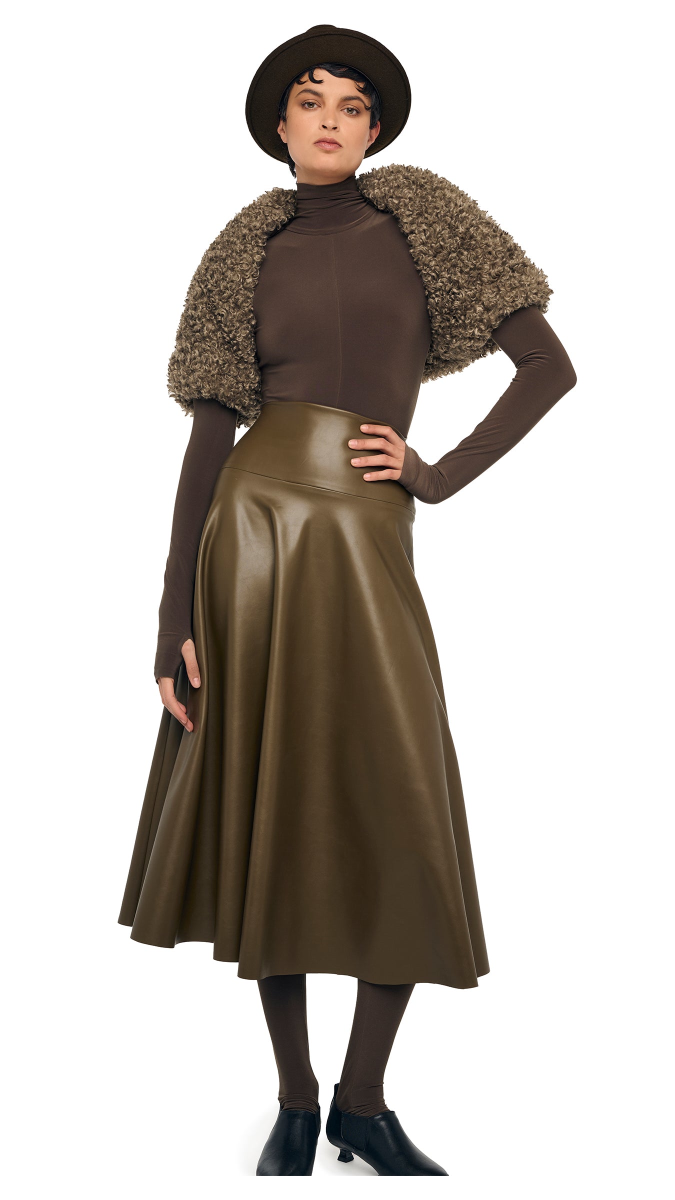 FLARED SKIRT TO MIDCALF – Bark – Norma Kamali
