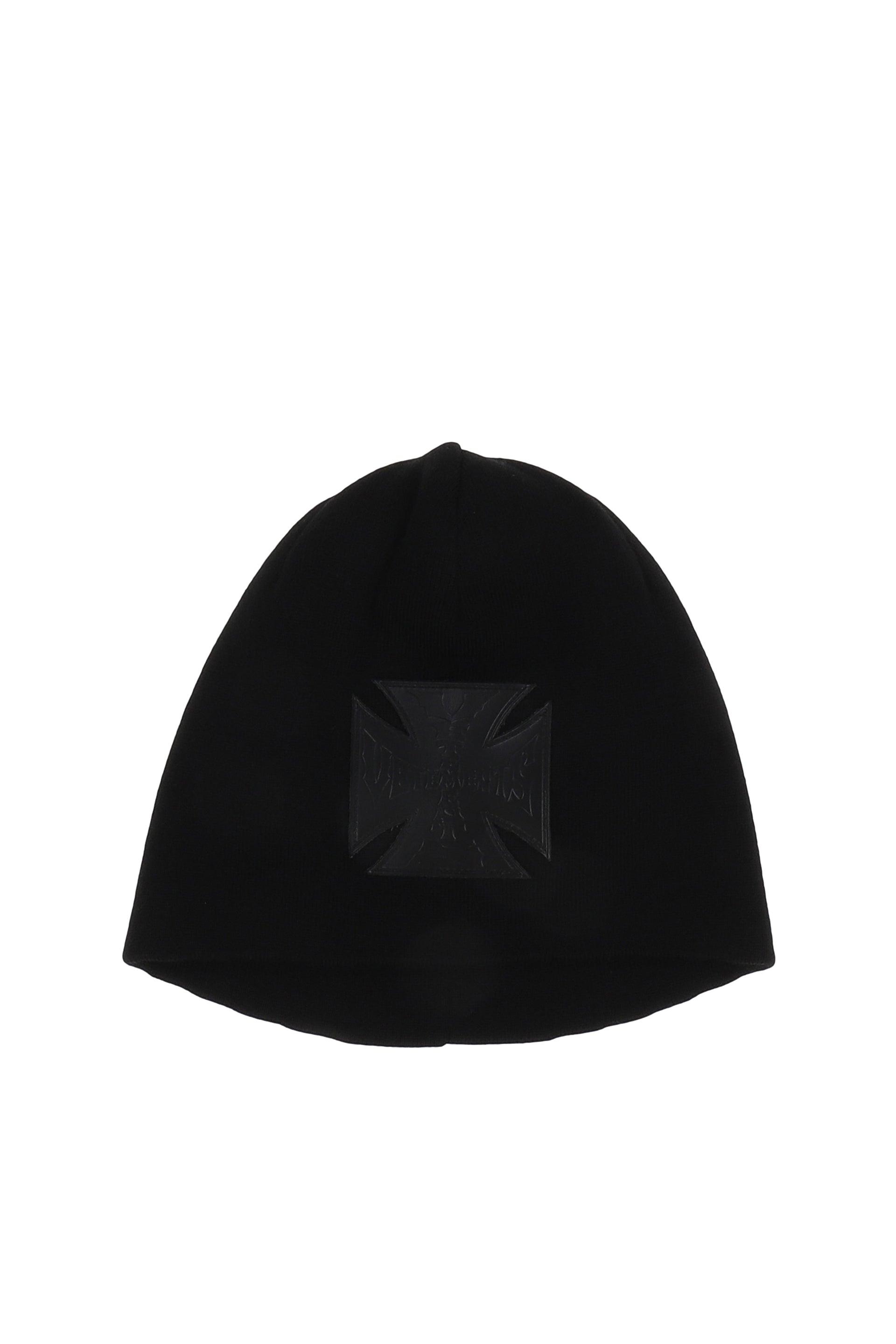 VETEMENTS ヴェトモン SS26 LEATHER BIKER CROSS LOGO BEANIE / BLK