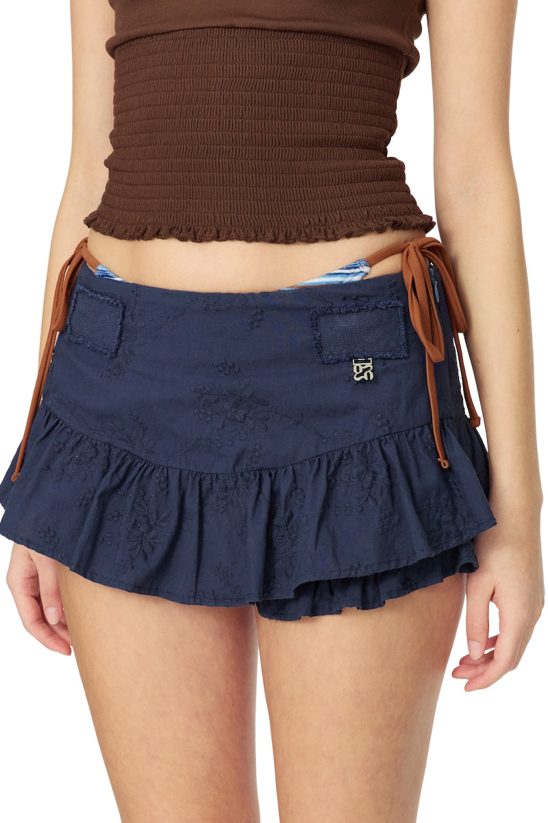 GLOWNY グロウニー SS25 RODEO MICRO MINI SKIRT / NVY - NUBIAN