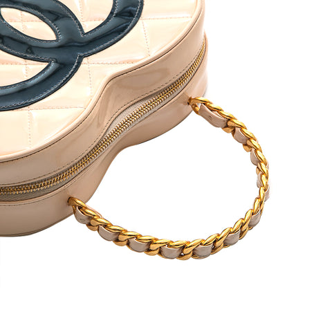 シャネル CHANEL エナメル ハート バニティ ハンドバッグ ベージュ