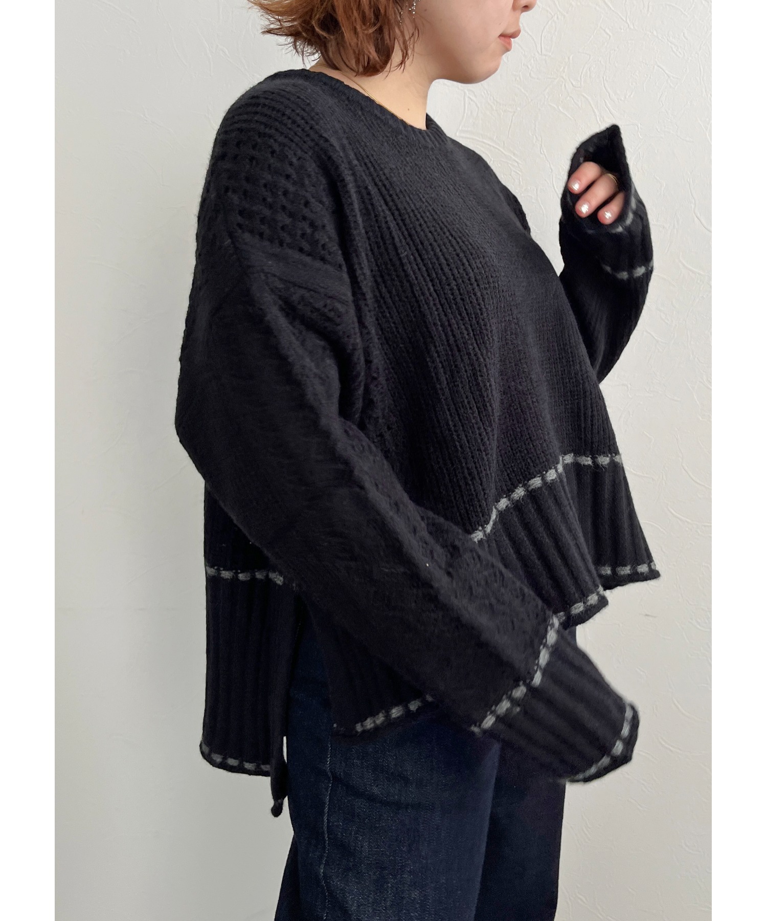 美品 23区 ケーブル編みニットポンチョ アルパカ100% グレー オン