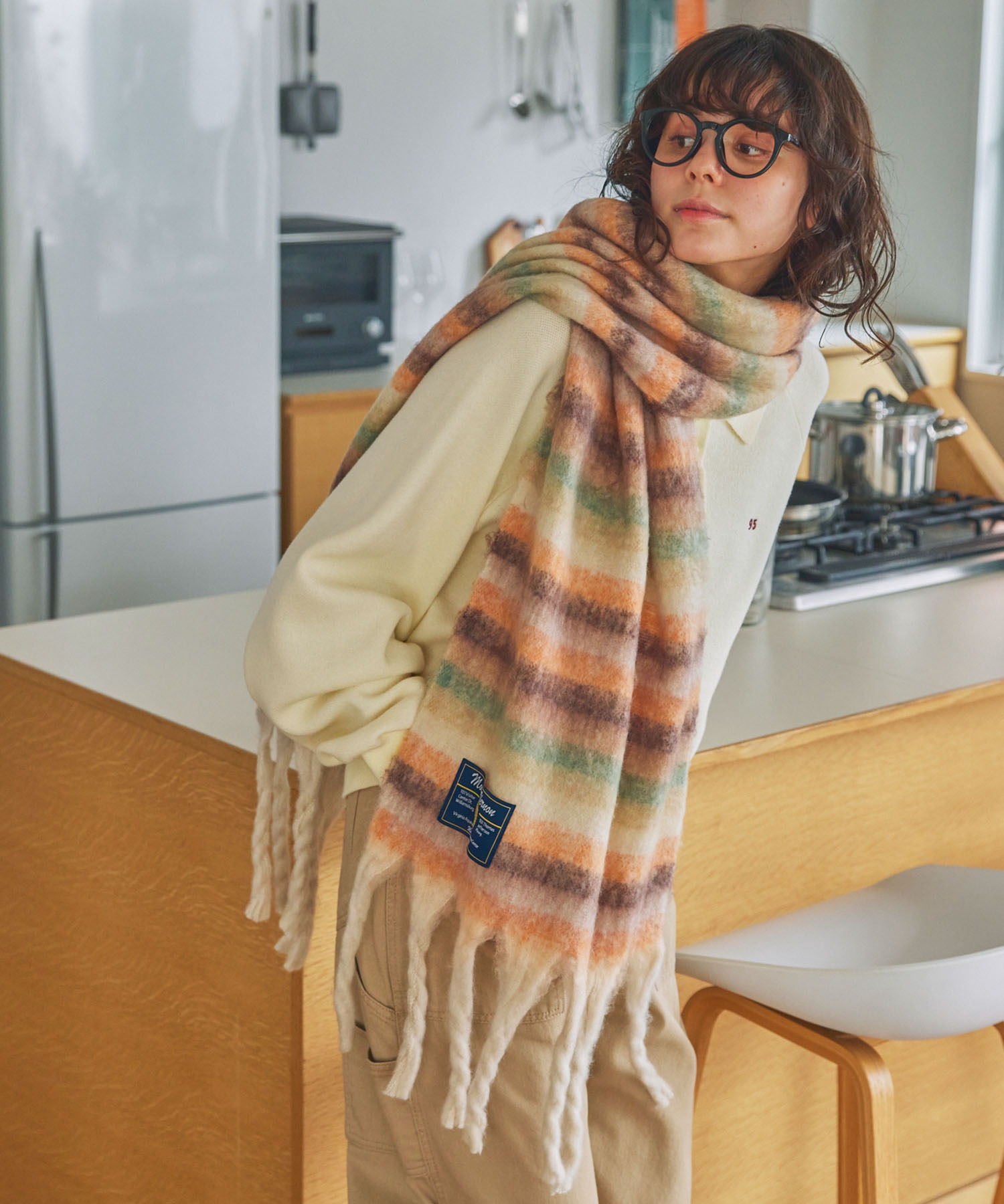 ボリュームマルチチェック柄マフラー MONO-MART LADY'S│MONO-MART