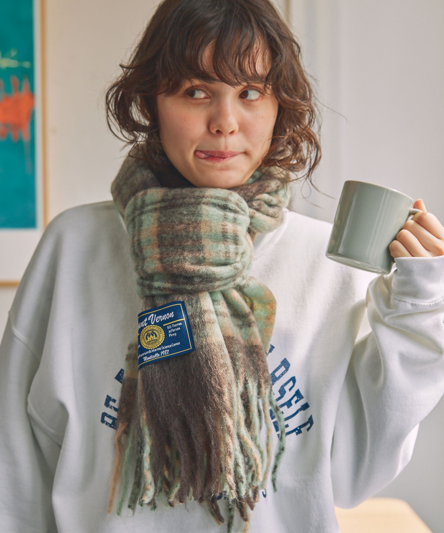 ボリュームマルチチェック柄マフラー MONO-MART LADY'S│MONO-MART