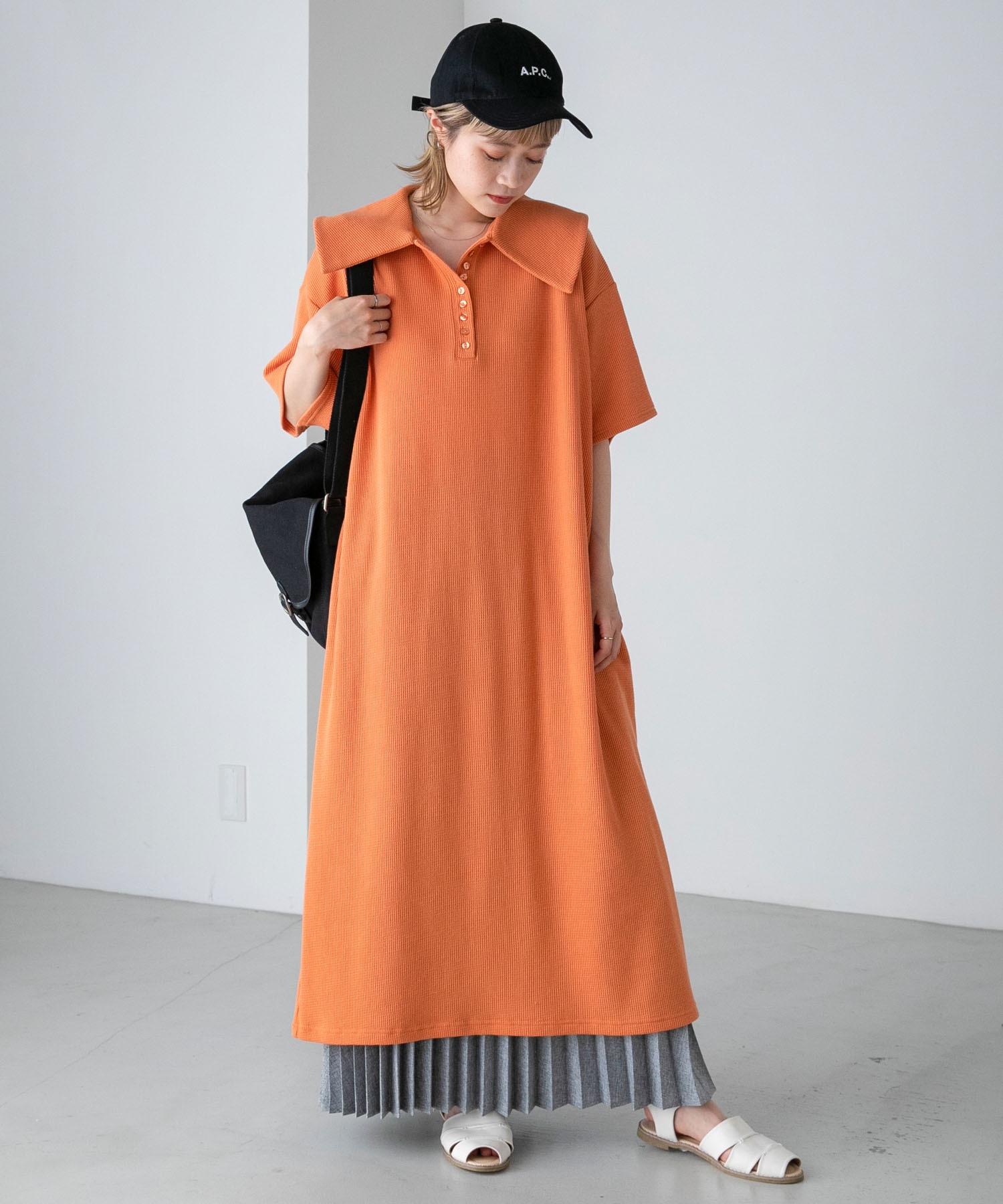 forksy.】ワッフルビッグカラーポロワンピース forksy.│MONO-MART