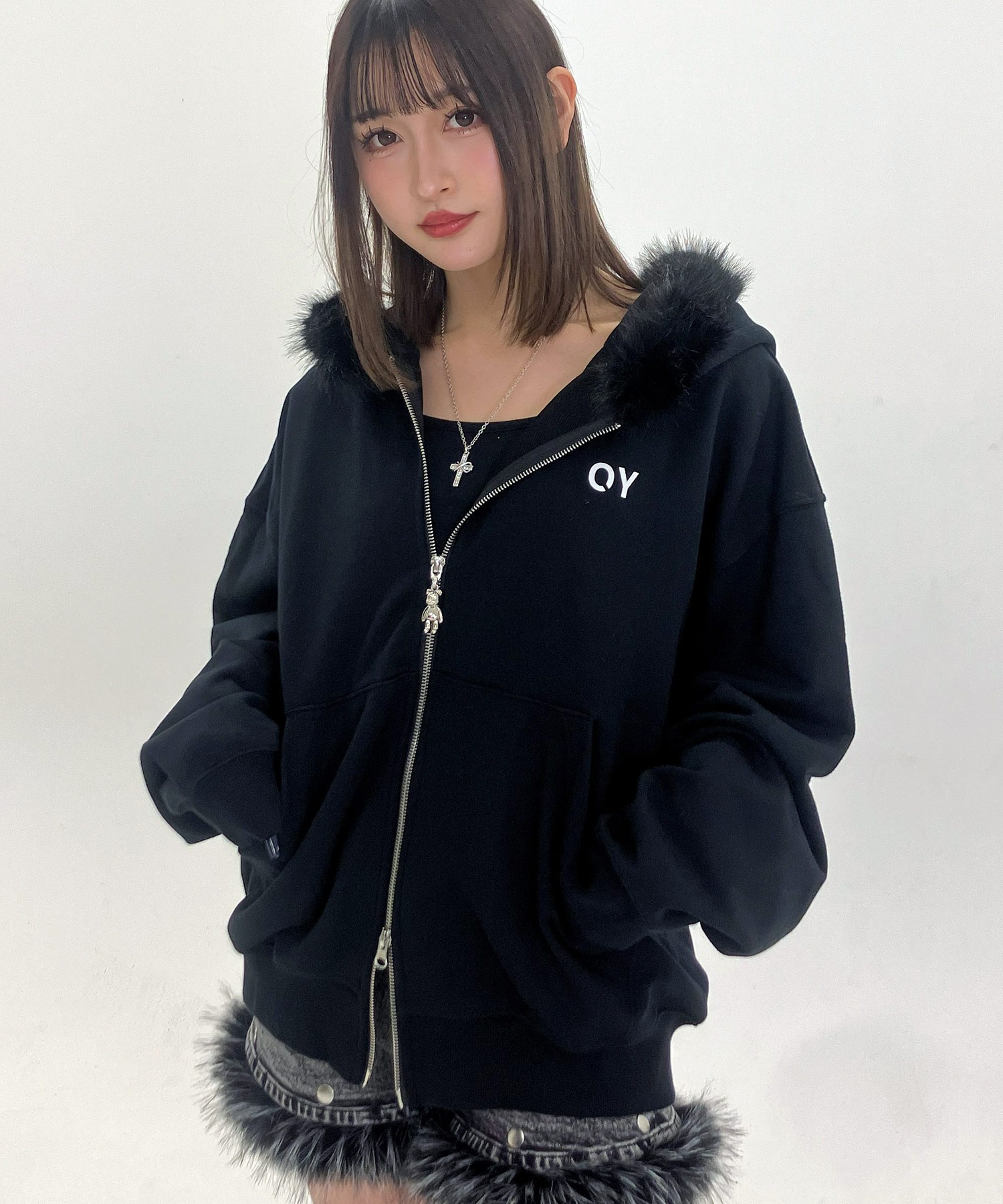 OY/オーワイ』DOLLY FAUX FUR HOODIE ZIP UP/ドリー ファーフード