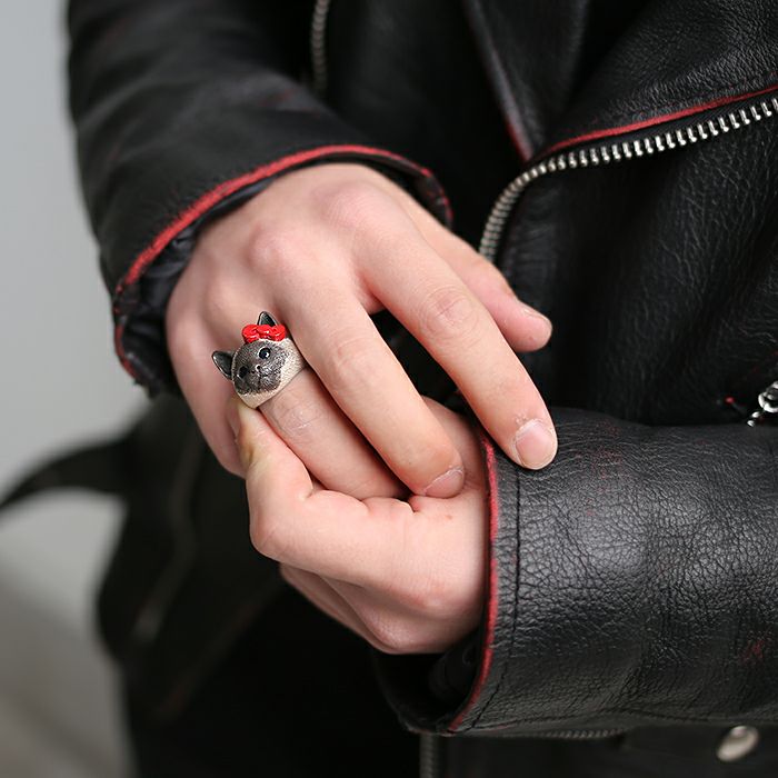 JKT030SV)ハローキティ/HelloKittyJAM猫フェイスリング/指輪 サンリオ