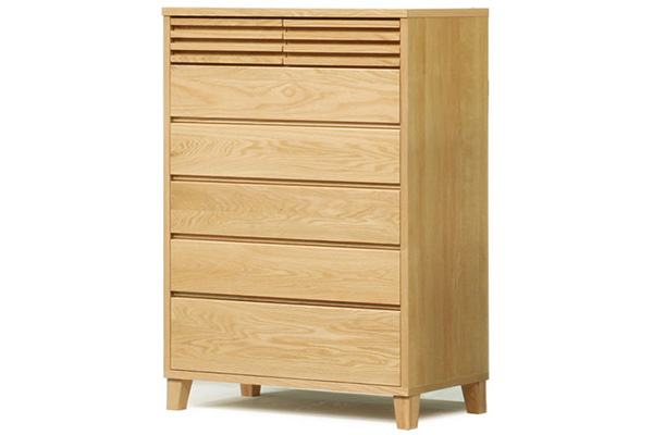 幅90.3 奥行45 高さ124.3】バジル90-6ハイチェスト(レッドオーク