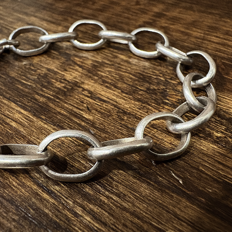 Vintage Silver Oval Chain bracelet Toggle Clasp T-bar End 925