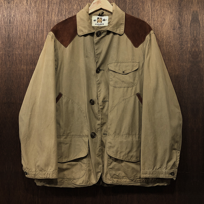 Masland Cotton Poplin Field Hunting Jacket Brown Khaki Leather
