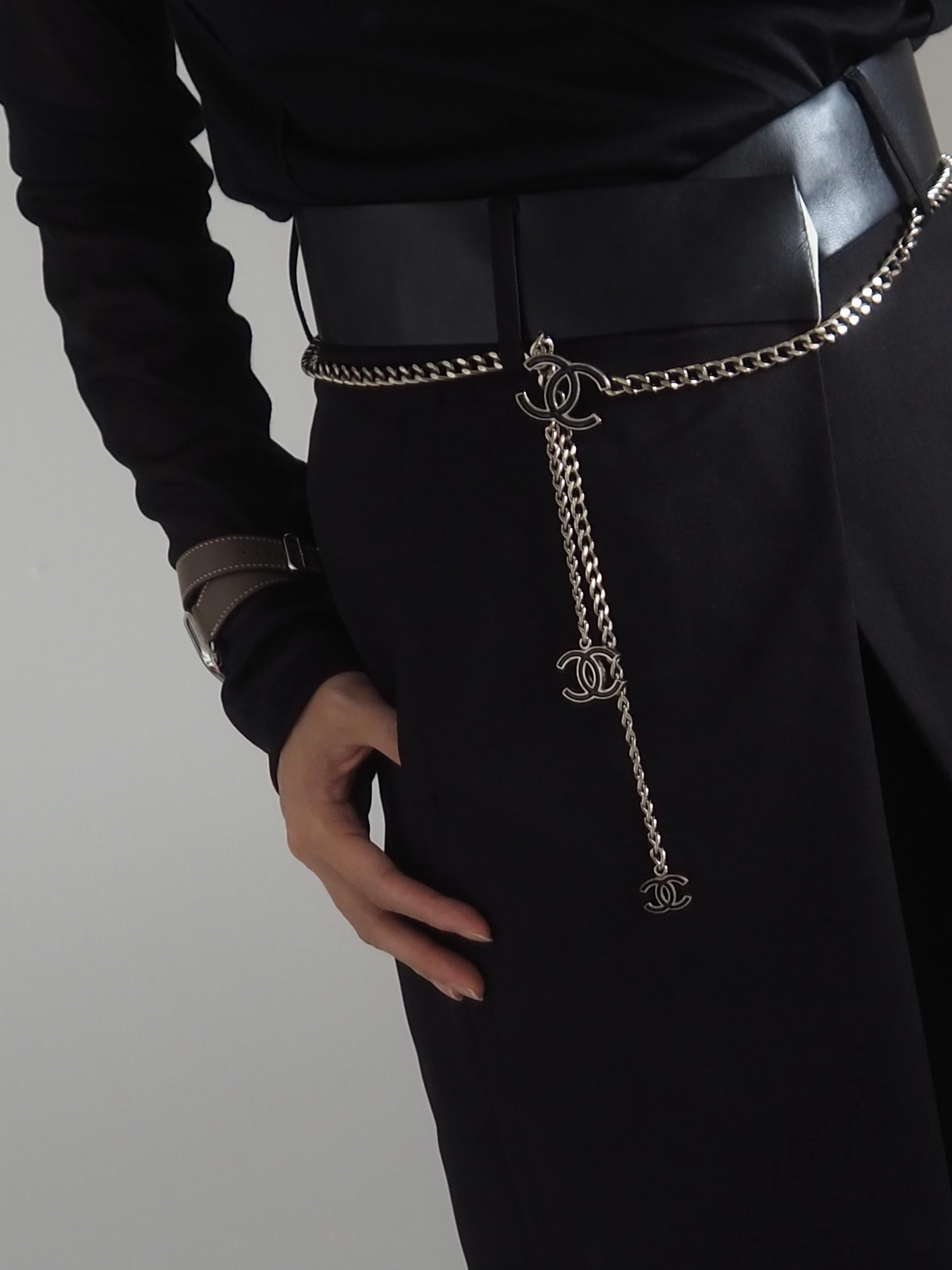 CHANEL シャネル COCO チェーン ベルト シルバー ブラック ヴィンテージ