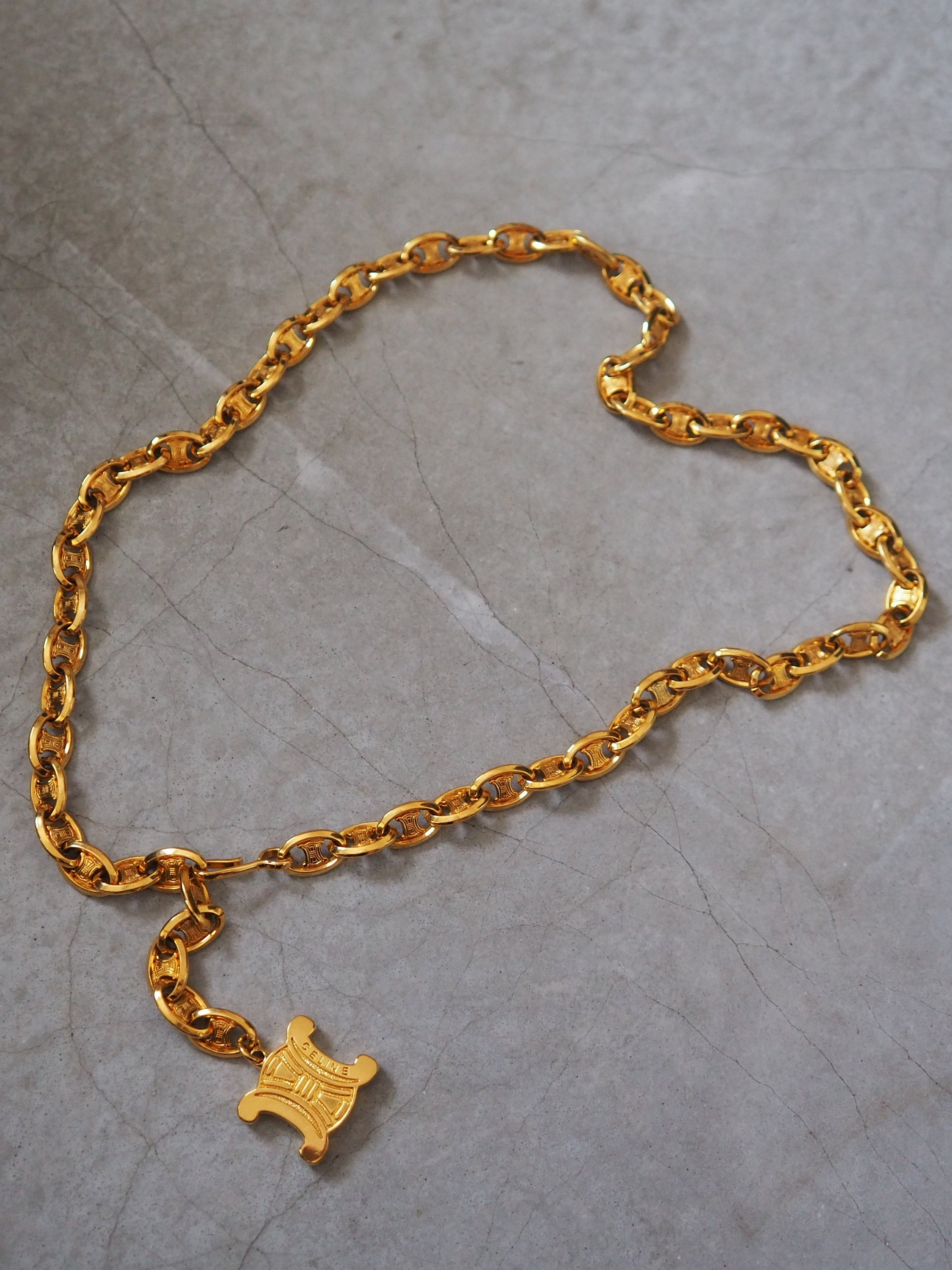 CELINE マカダム チェーン ベルト セリーヌ トリオンフ ヴィンテージ