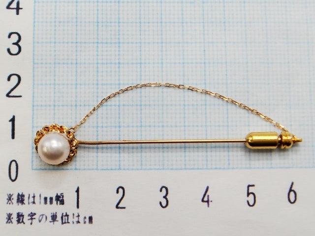 豪華!!18金☆アコヤ真珠 ピンブローチ☆総重量2.4g☆K18刻印有☆パール