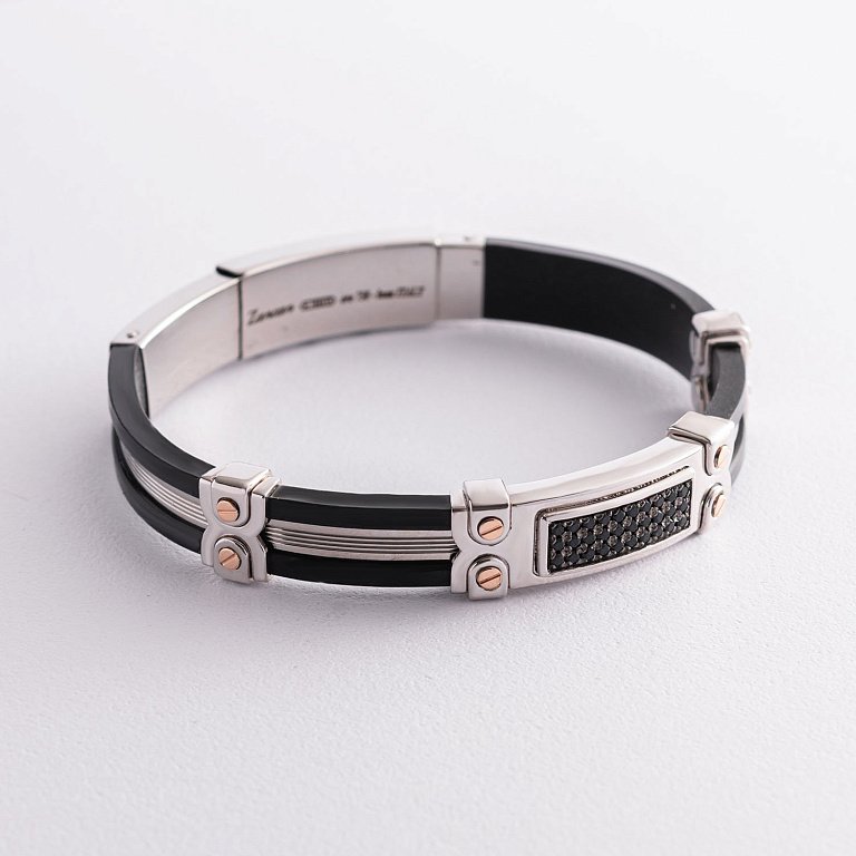 Мужской браслет из каучука и серебра ZANCAN EXB507R-N - купить